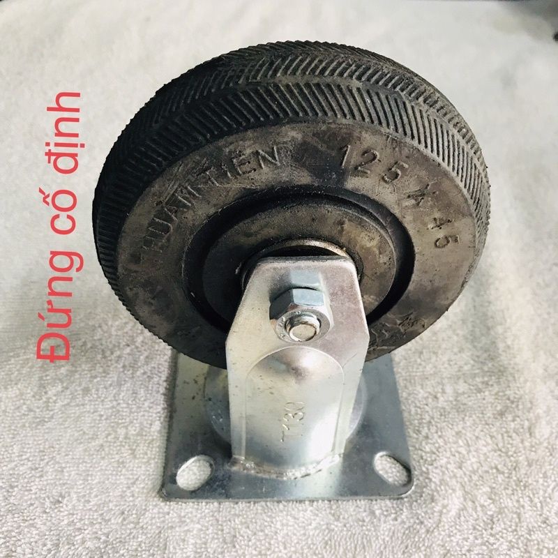 Bánh xe cao su đen siêu chịu tải 1 tấc 1,25 tấc , bánh xe đẩy hàng xoay 360 độ