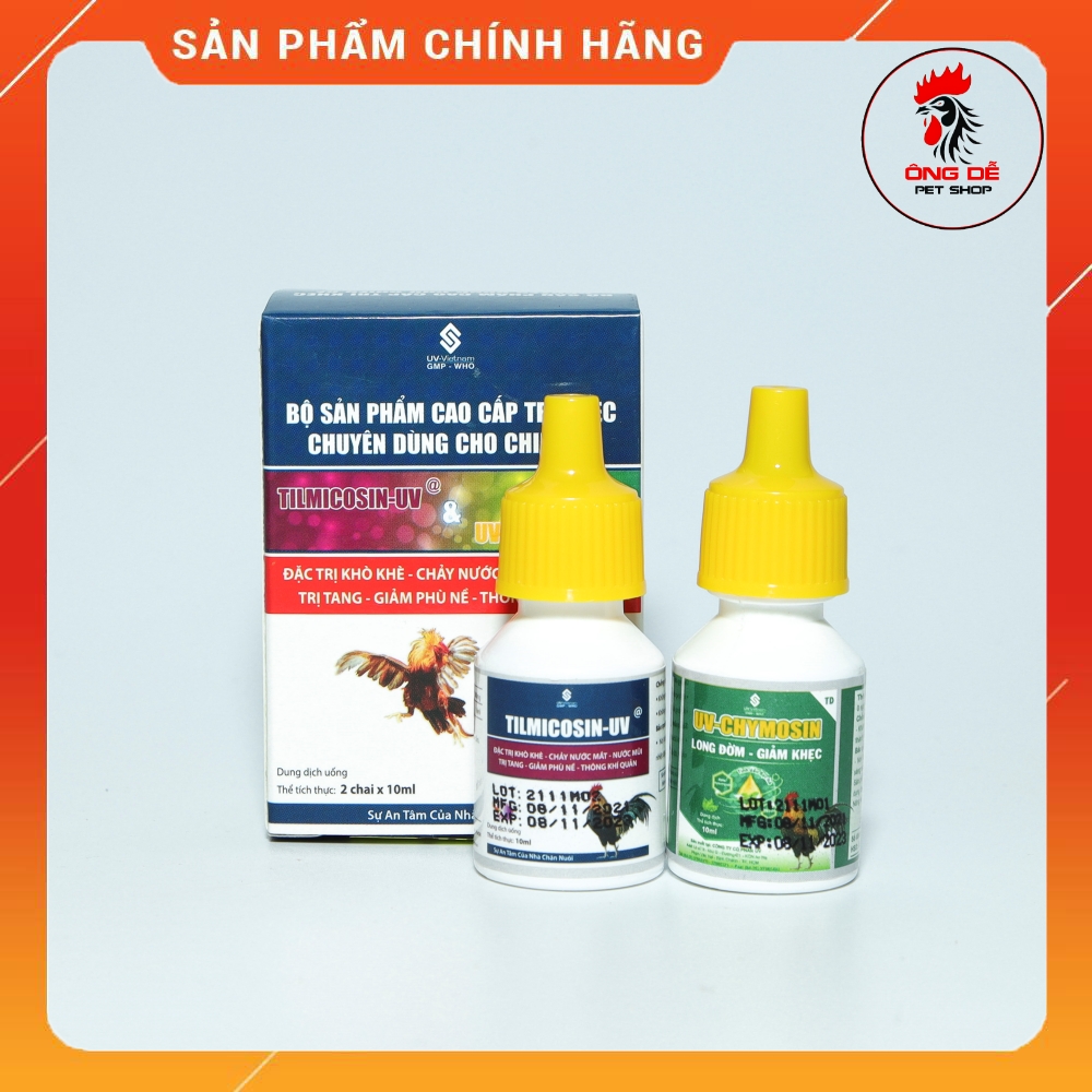 Bộ đôi khò khè sổ mũi cho gà đá 𝐓𝐈𝐋𝐌𝐈𝐂𝐎𝐒𝐈𝐍 + 𝐂𝐇𝐘𝐌𝐎𝐒𝐈𝐍