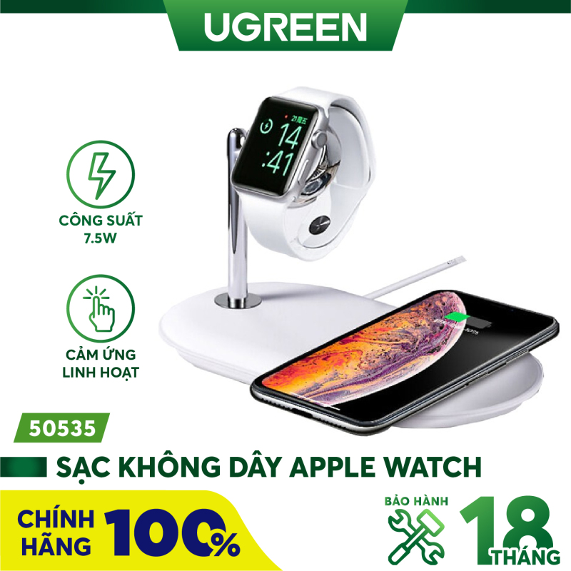 Sạc không dây 7.5W cho điện thoại iPhone X Xs Xs max XR 8 8P và đồng hồ thông minh iWatch UGREEN 50535 - Hàng phân phối chính hãng - Bảo hành 18 tháng
