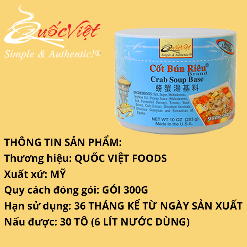 Gia vị nấu bún riêu chuẩn vị Cốt Quốc Việt 300g Quốc Việt Foods, USA