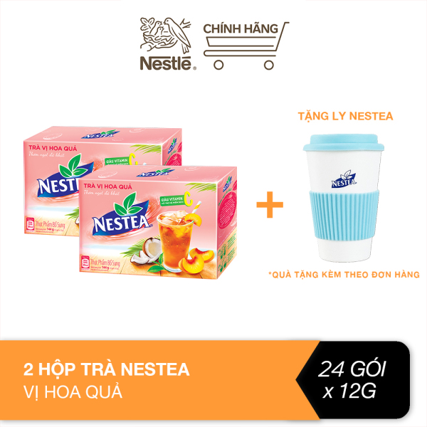 [Tặng ly Nestea] Combo 2 hộp trà Nestea vị hoa quả hộp 12 gói x 12g