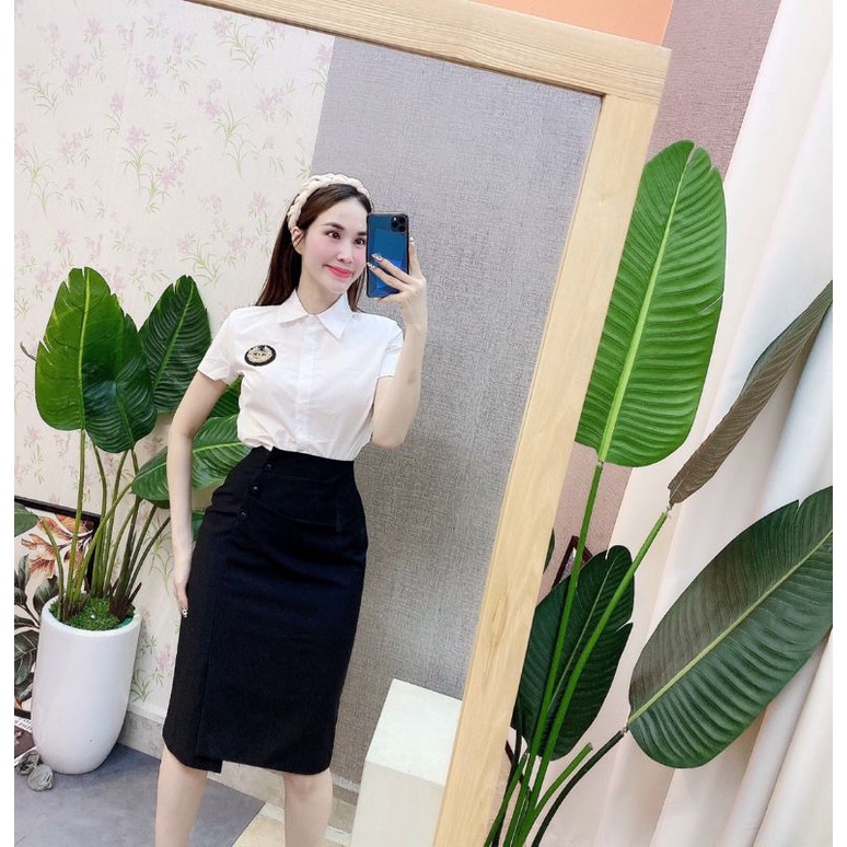 CHân váy công sở dài qua gối