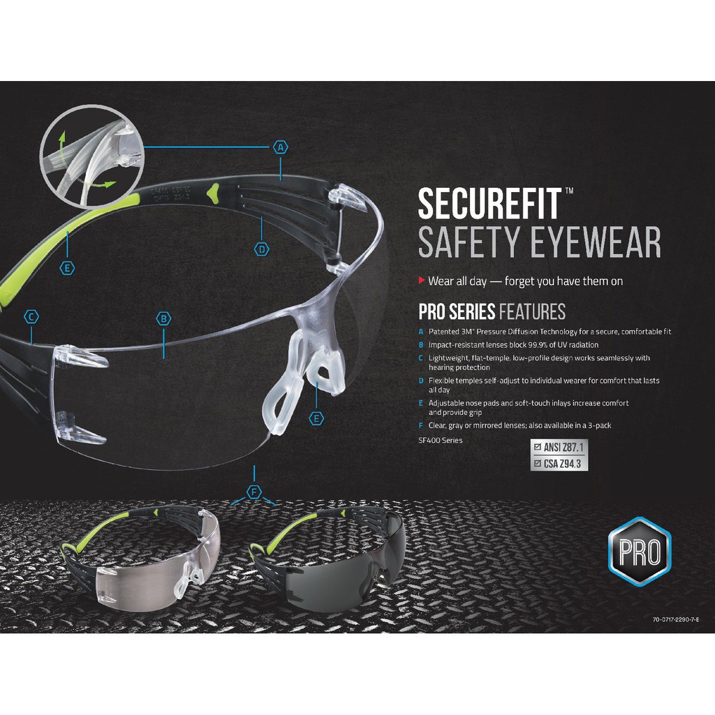 Kính bảo hộ 3M Secure Fit SF401AF siêu nhẹ siêu bền