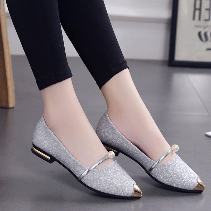 Giày Búp Bê Hạt Ngọc Ánh Nhũ