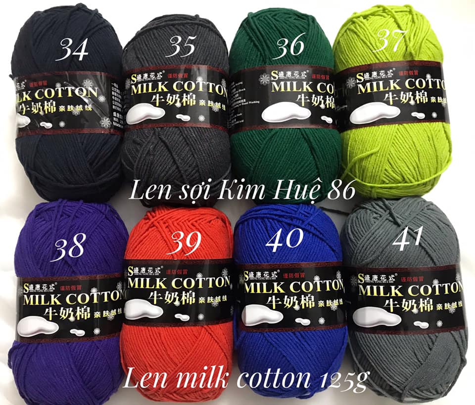 Len milk cotton loại 1 cuộn 125gr ( từ màu 46 đến màu 78)