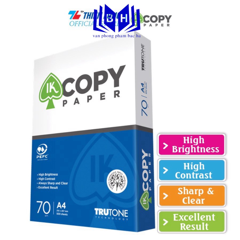Giấy a4 70 gsm ik copy - hàng nhập khẩu indonesia
