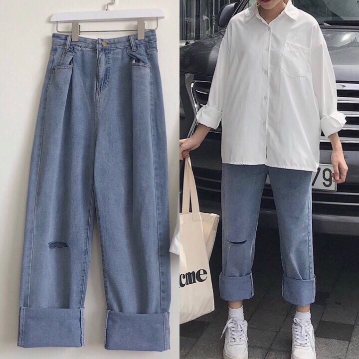 [HCM]QUẦN BAGGY JEAN ỐNG RỘNG CAO CẤP NITI RÁCH GỐI CỰC CÁ TÍNH