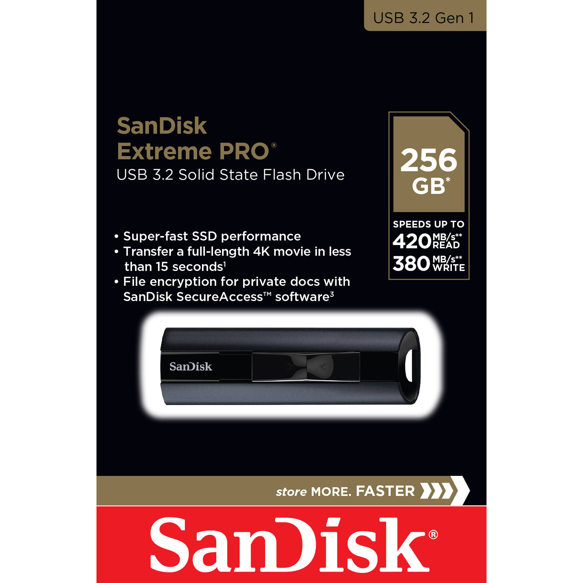 USB 3.2 3.1 SanDisk Extreme Pro CZ880 256GB 420MB/s (SDCZ880-256G-A46)