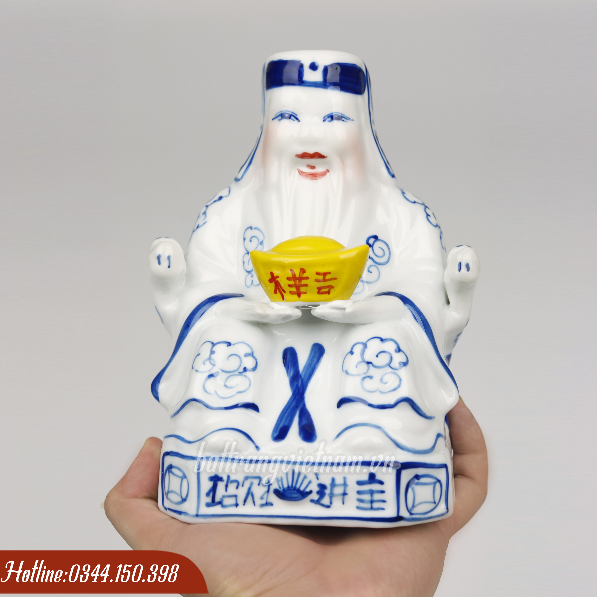 Tượng Thần Tài Thổ Địa gốm sứ Bát Tràng (Đôi)