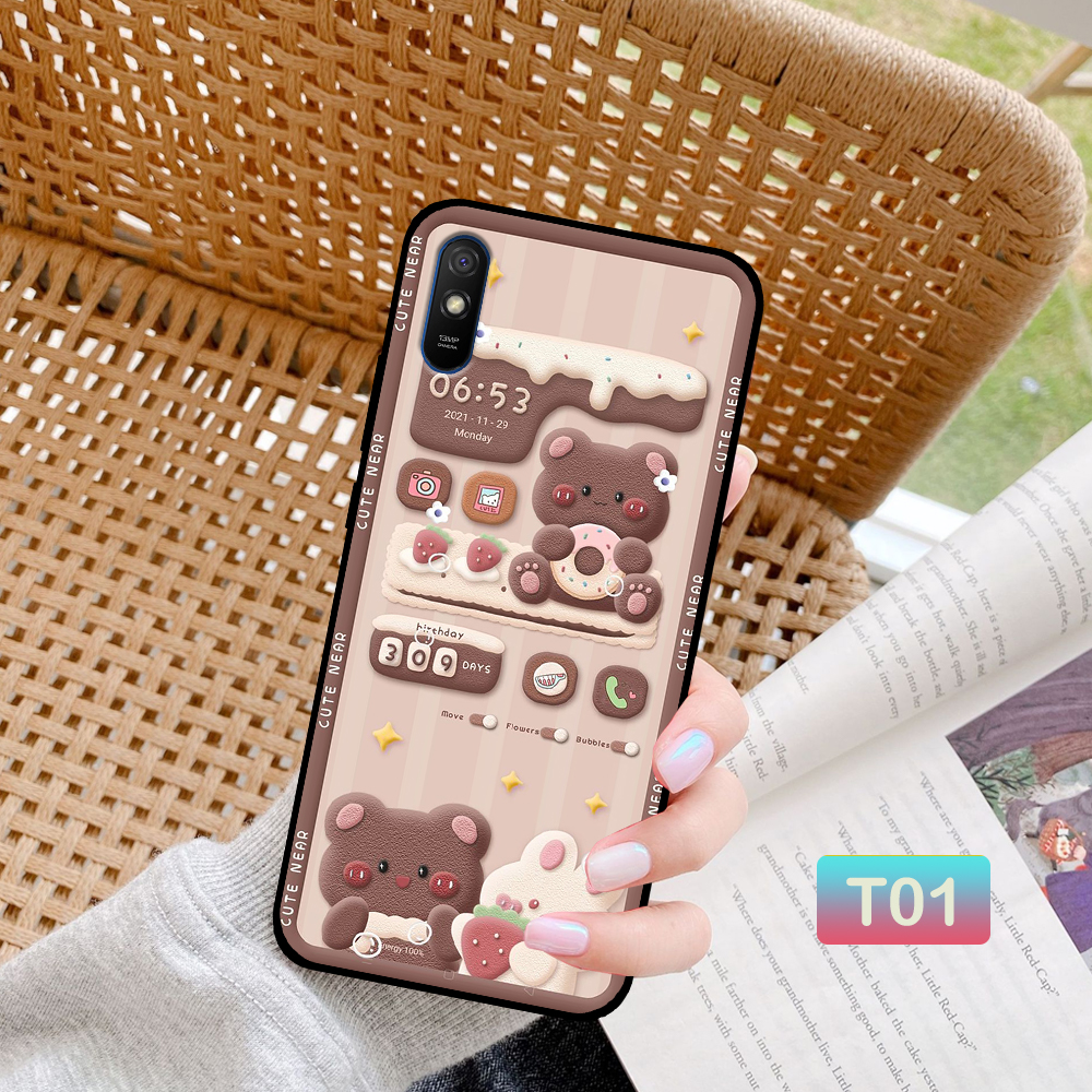 Ốp lưng Xiaomi Redmi 9A in hình gấu nâu cute, dễ thương viền dẻo giá rẻ
