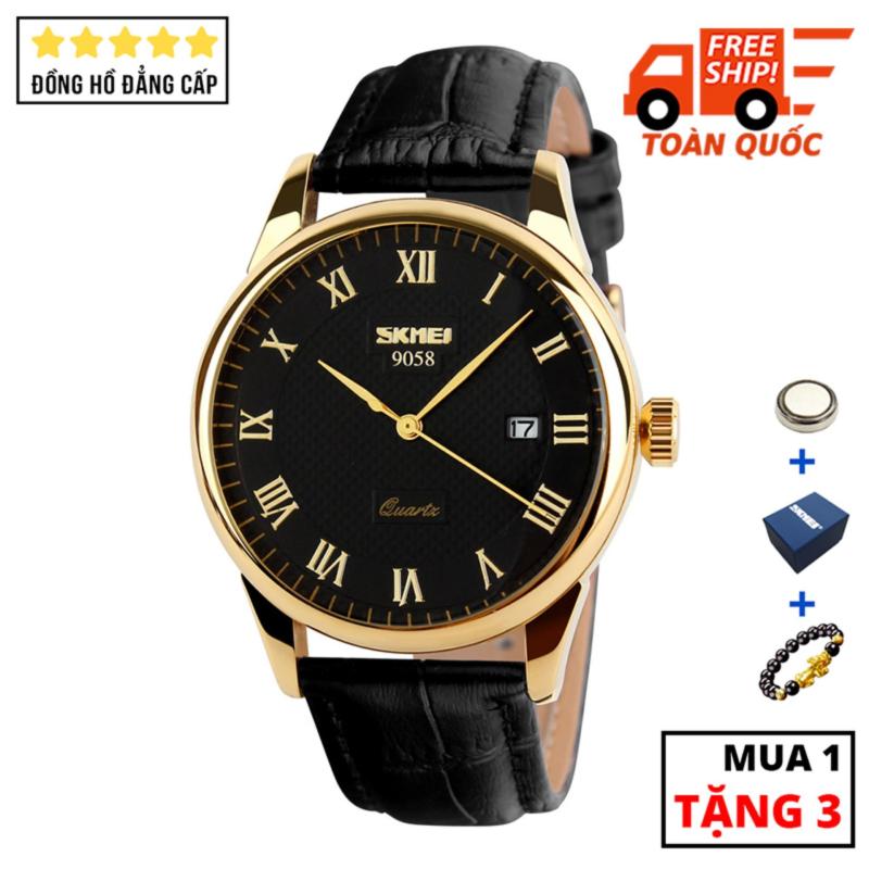 Đồng hồ nam cao cấp dây da chống nước SKMEI SK021 - Arman Watches (Đen)