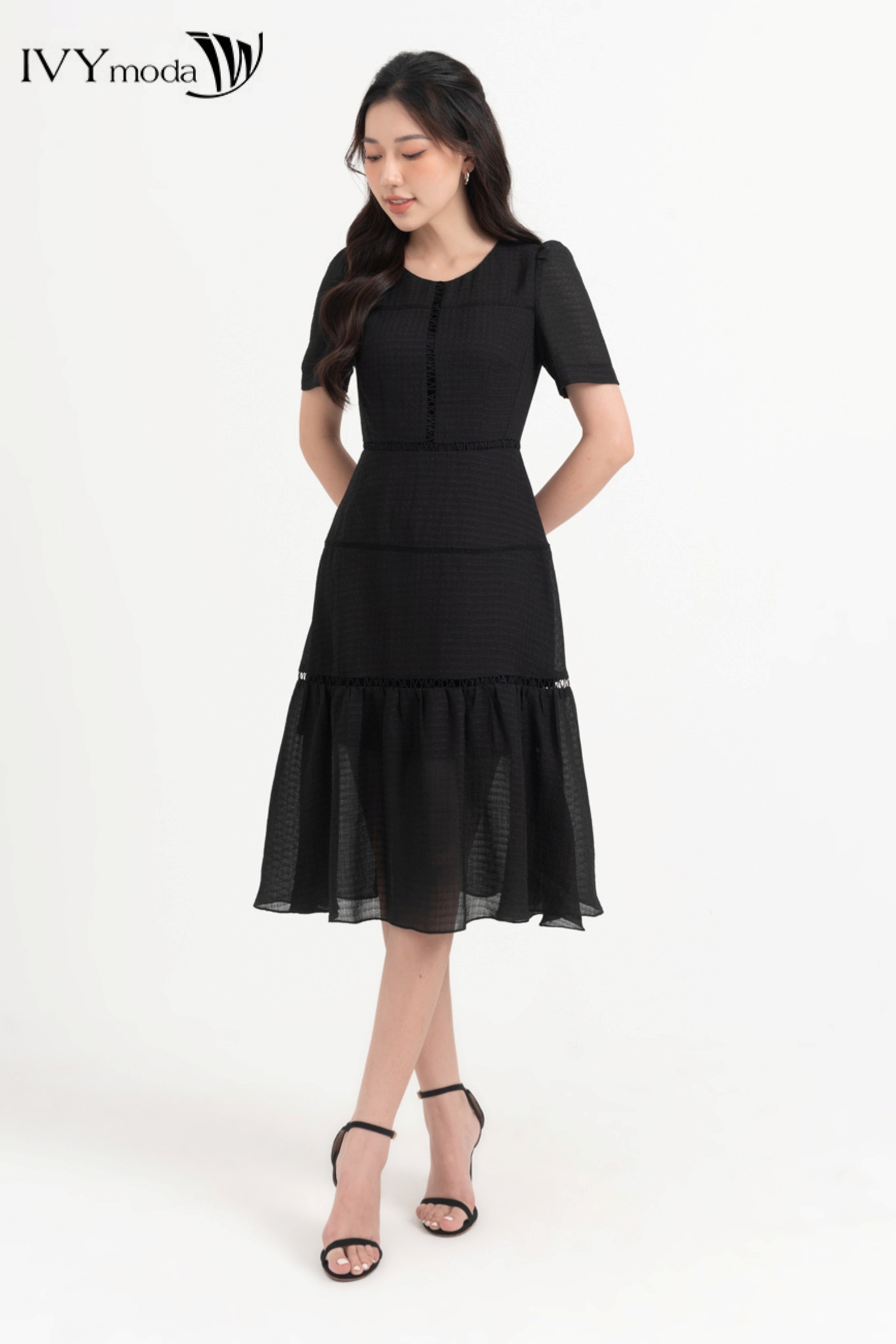 Đầm lụa ôm dáng xòe ivy moda ms 48m8290