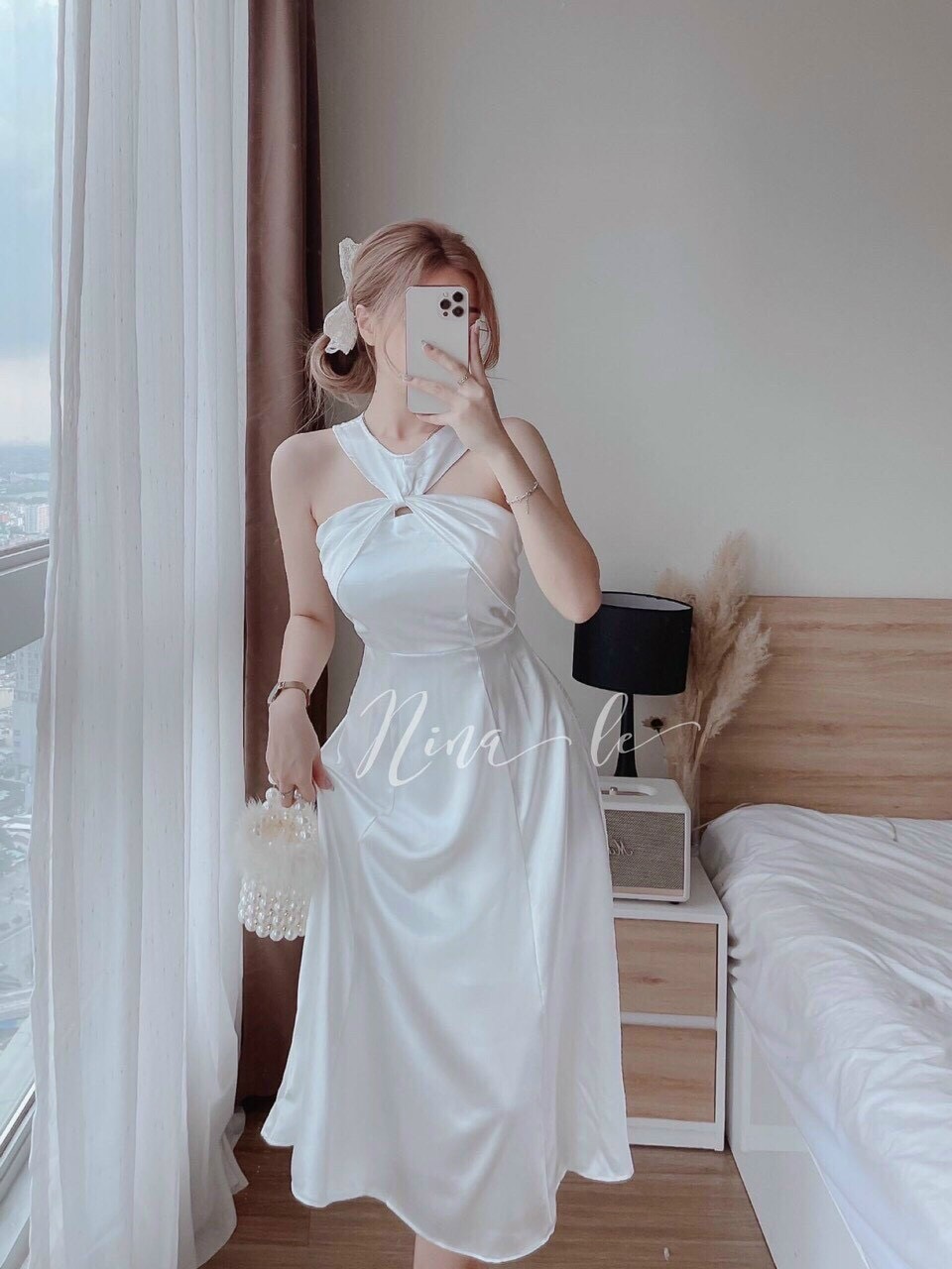 Đầm đi tiệc cổ yếm, đầm đi đám cưới, váy maxi xòe mặc đi biển, váy đi tiệc cổ đan chéo chất vải lụa sang chảnh
