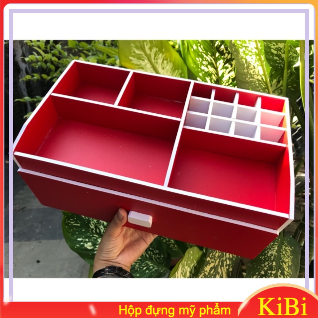 Kệ Đựng Mỹ Phẩm 1 ngăn đỏ size đại 35cm