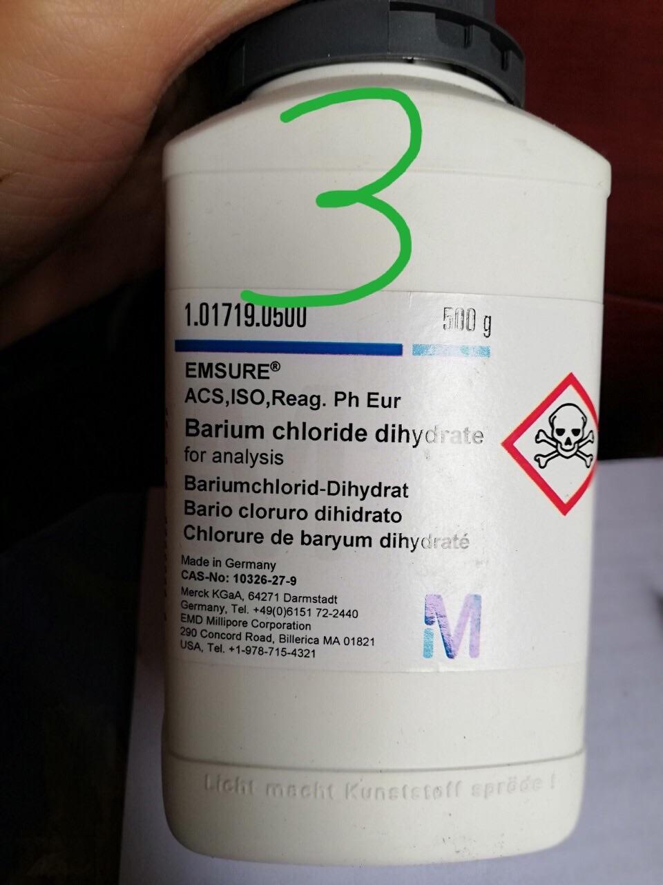 Hóa chất Barium chloride code 1017195000 merck BaCl2 chai 500g Đức