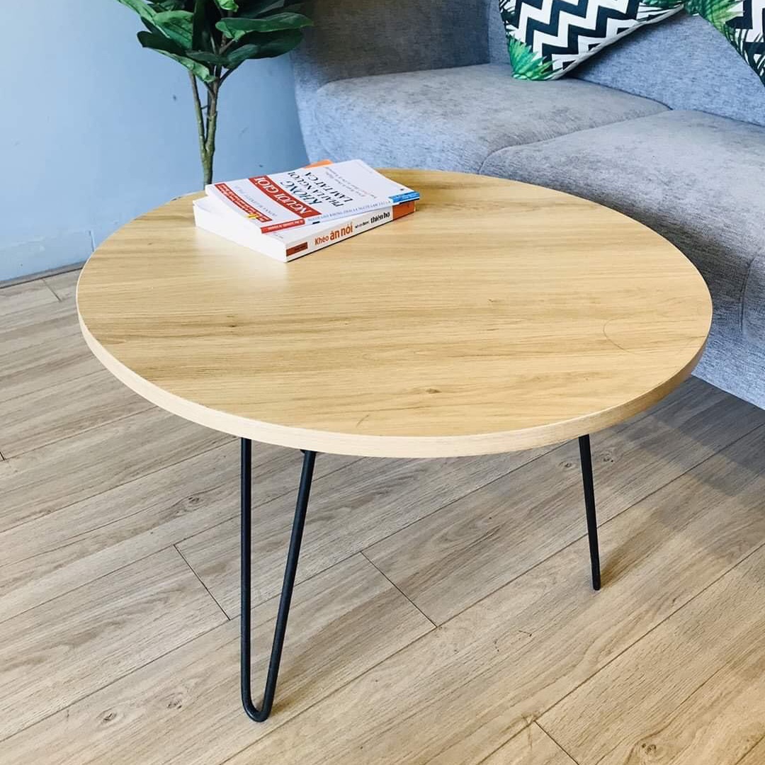 [HCM]Bàn tròn xếp vân gỗ MDF đường kính 60cm