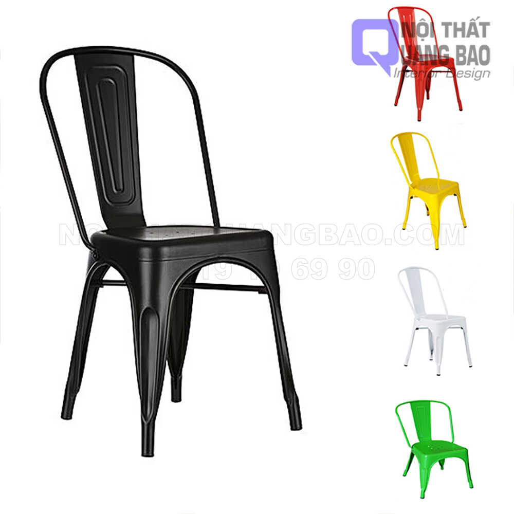 (HCM)Ghế Tolix Sắt Sơn Tỉnh Điện Có Lưng Tựa (QB-GTL04)