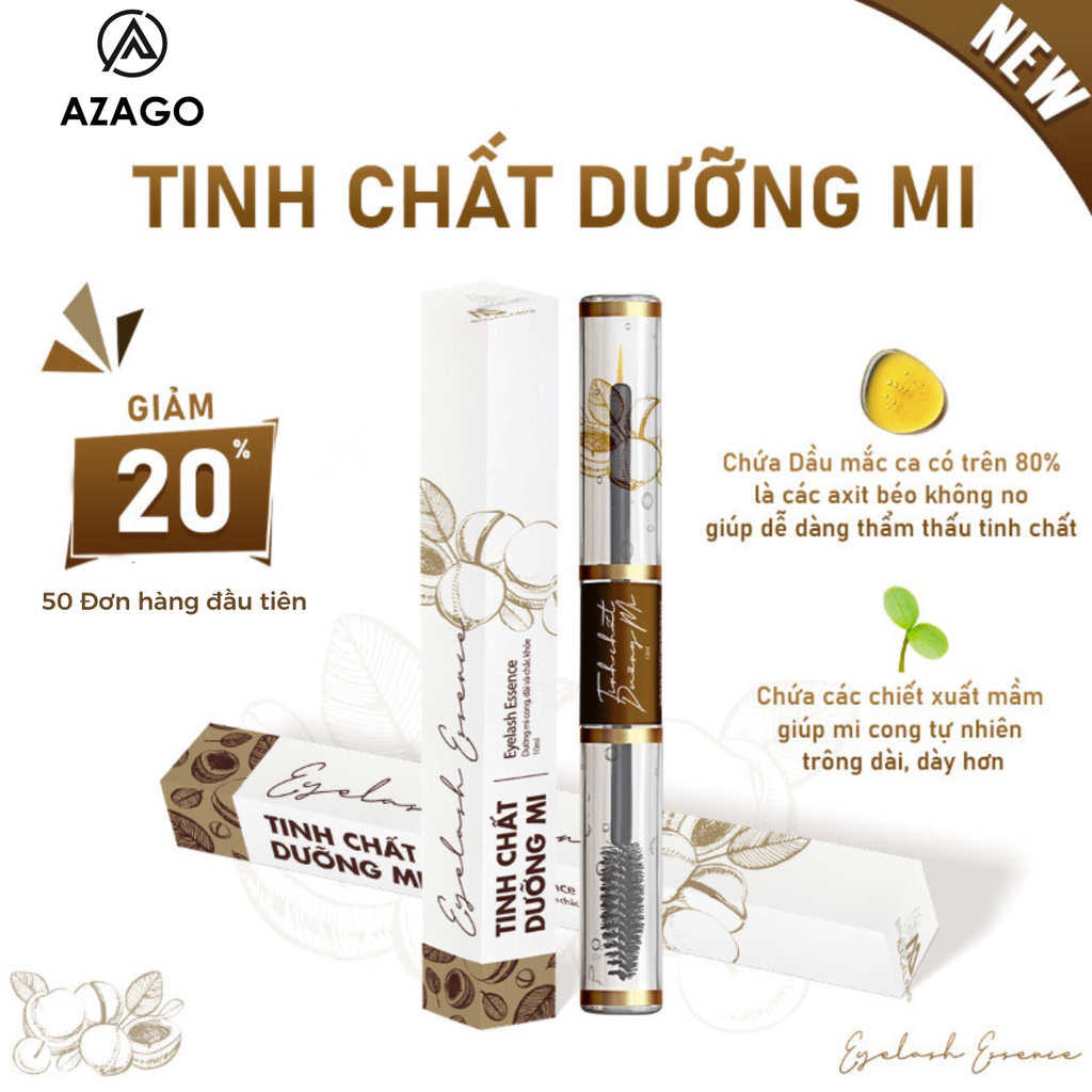 Mascara Tinh chất dưỡng mi MACALAND 5ml/10ml chiết xuất từ dầu mắc ca lô hội giúp mi dài cong tự nhiên chỉ sau 2 tuần DMO1AZ- AZAGO