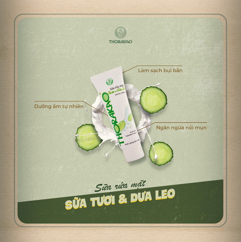 Sữa rửa mặt sữa tươi và dưa leo Thorakao 100gr