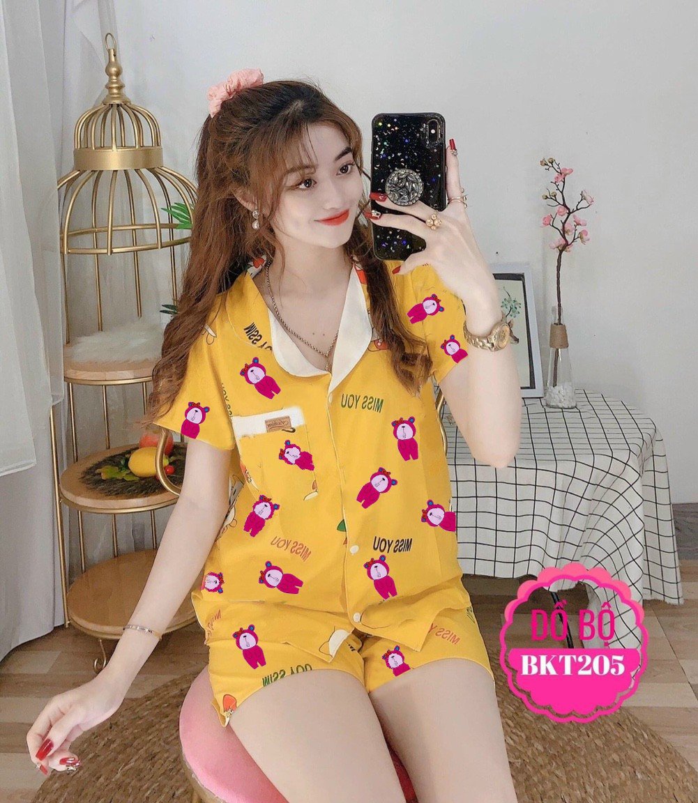 ĐỒ BỘ NGẮN MẶC NHÀ CHẤT VẢI KATE LỤA DƯỚI 55KG