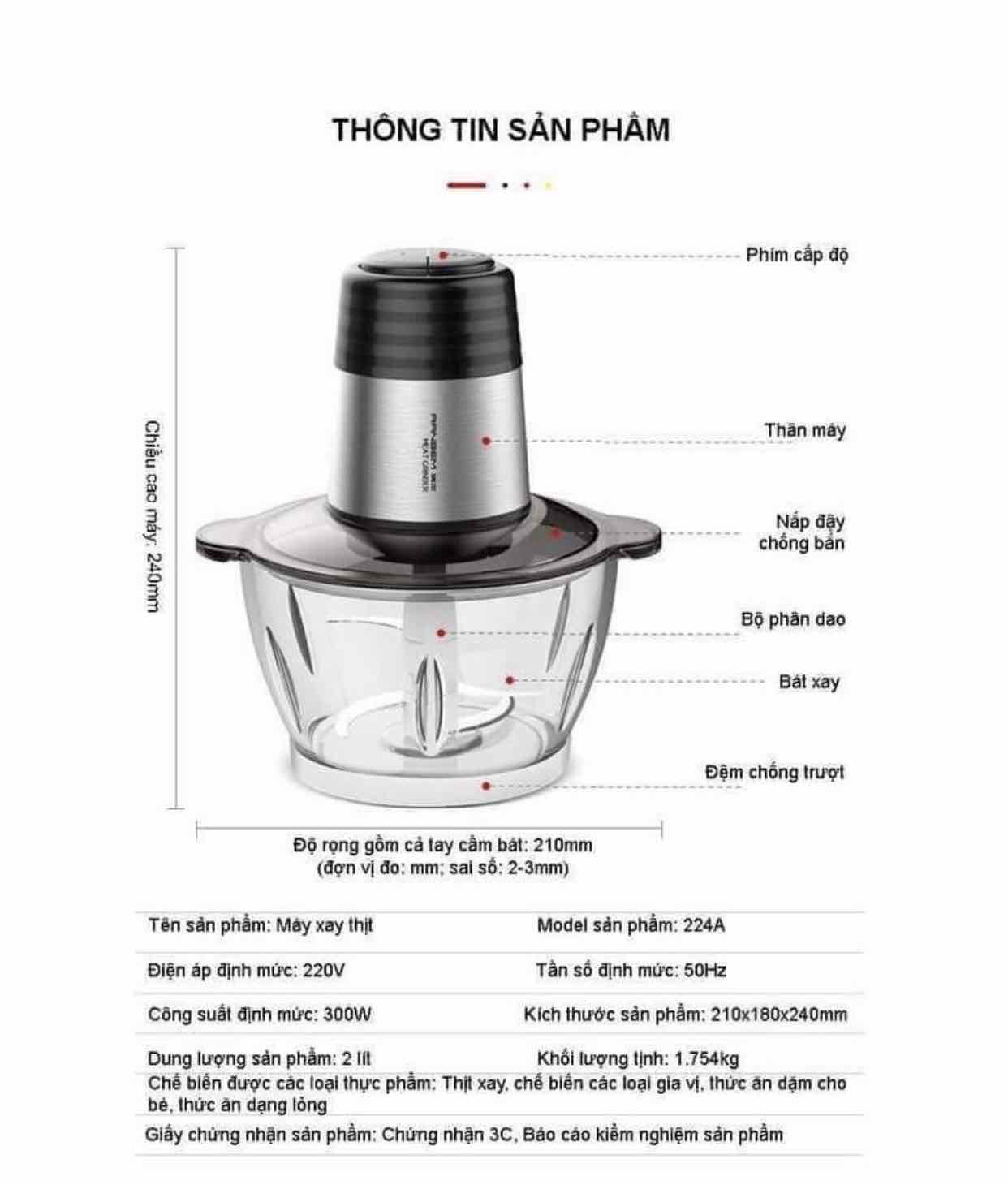 [HCM]Máy xay thịt rau củ hạt... đa năng RANBEM 224A-300W
