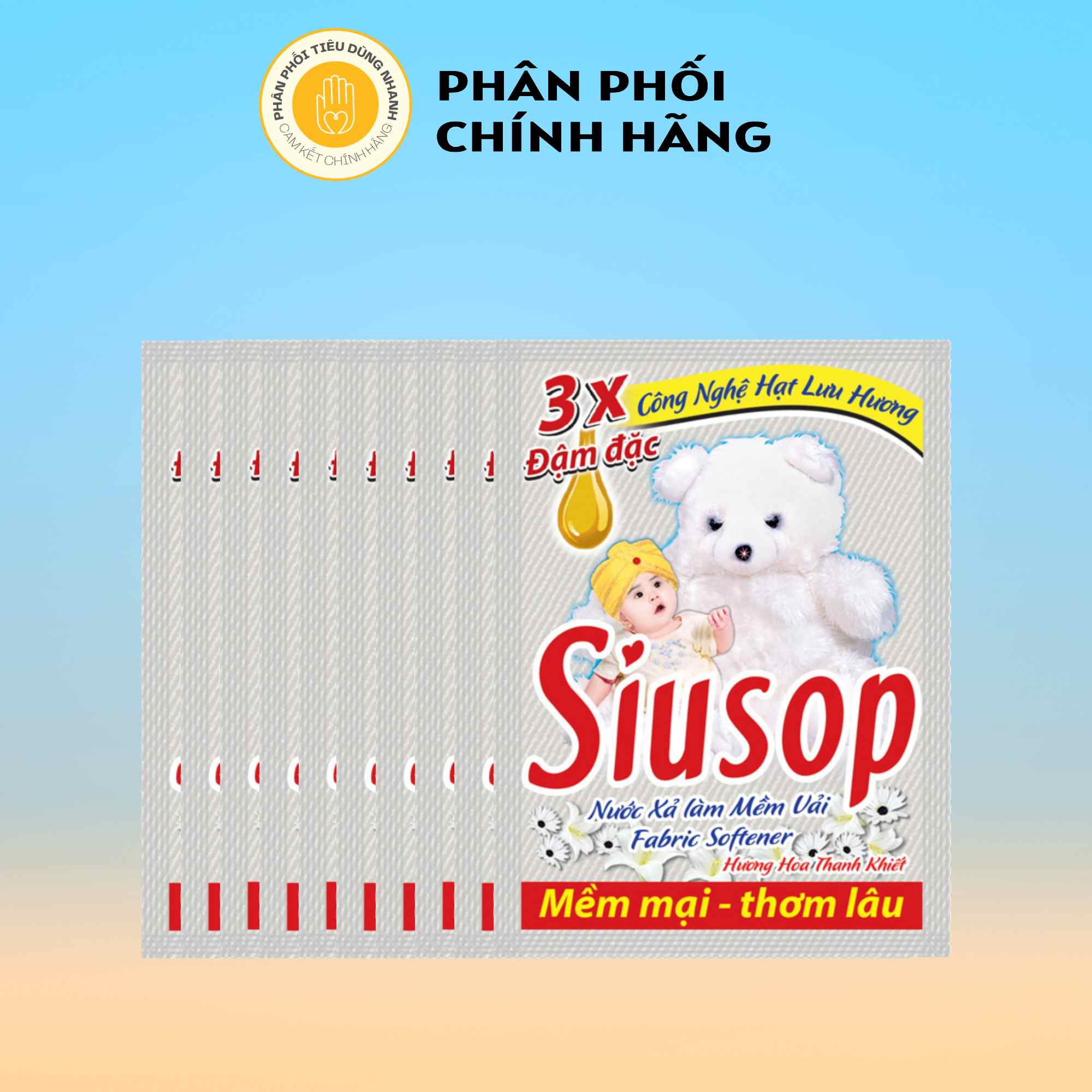 Dây 10 gói nước xả siusop 20ml/gói - trắng