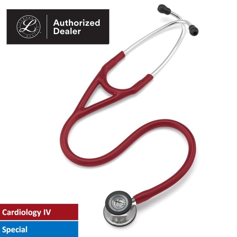 Ống nghe y tế 3M Littmann Cardiology IV, mặt nghe phủ gương, dây nghe màu đỏ Burgundy, 27 inch, 6170