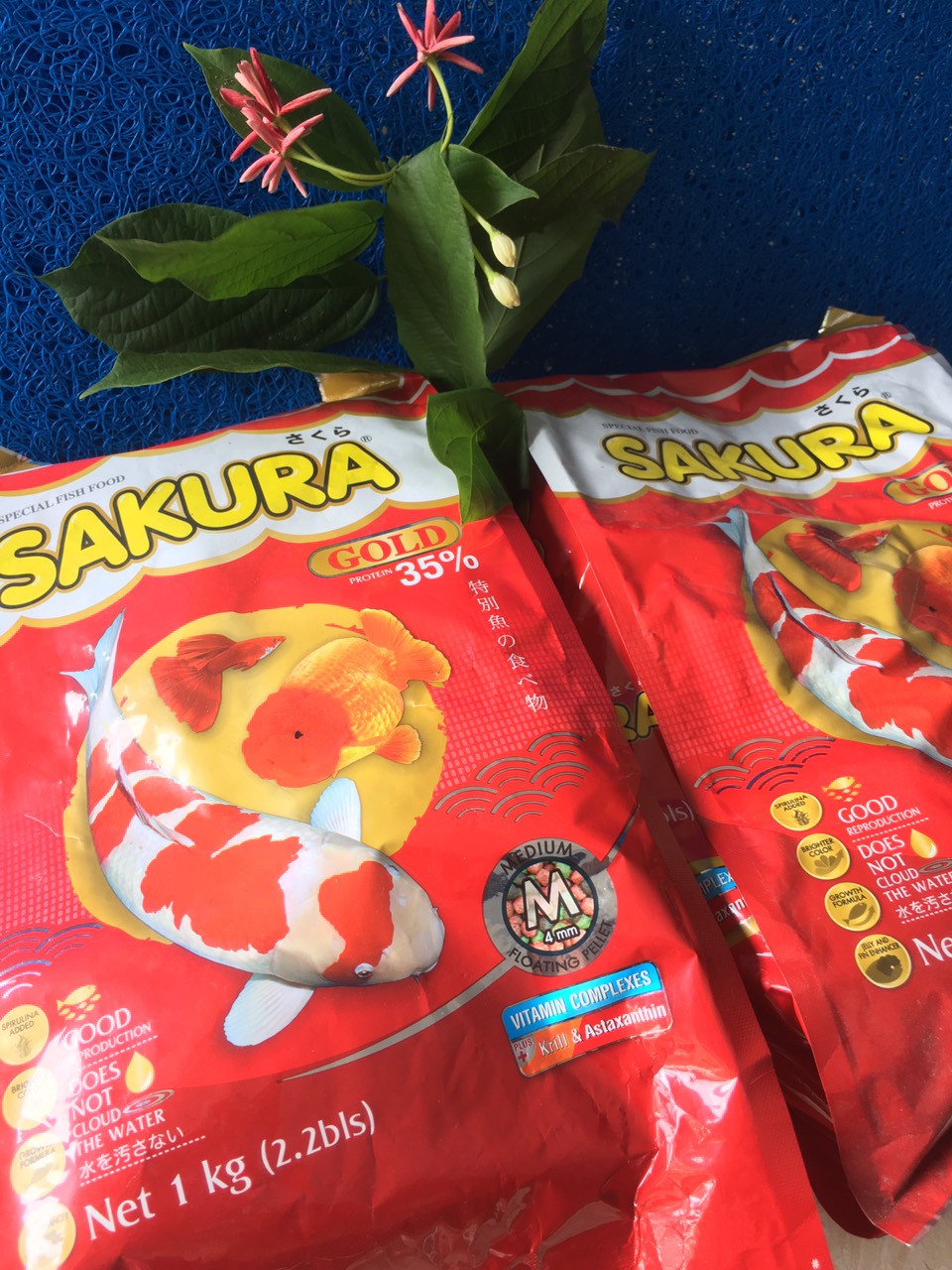 Cám cá KOI SAKURA túi 1kg hạt S -M 35% Đạm.
