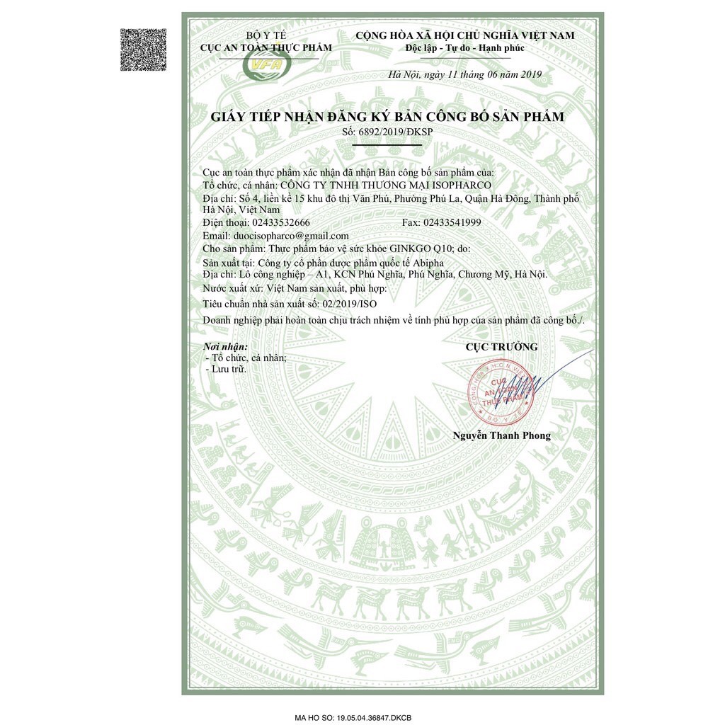 GINKGO Q10 ISOPHARCO [Hộp 100 viên] - [ginko q10 / ginkgo biloba, ginkgoq10]