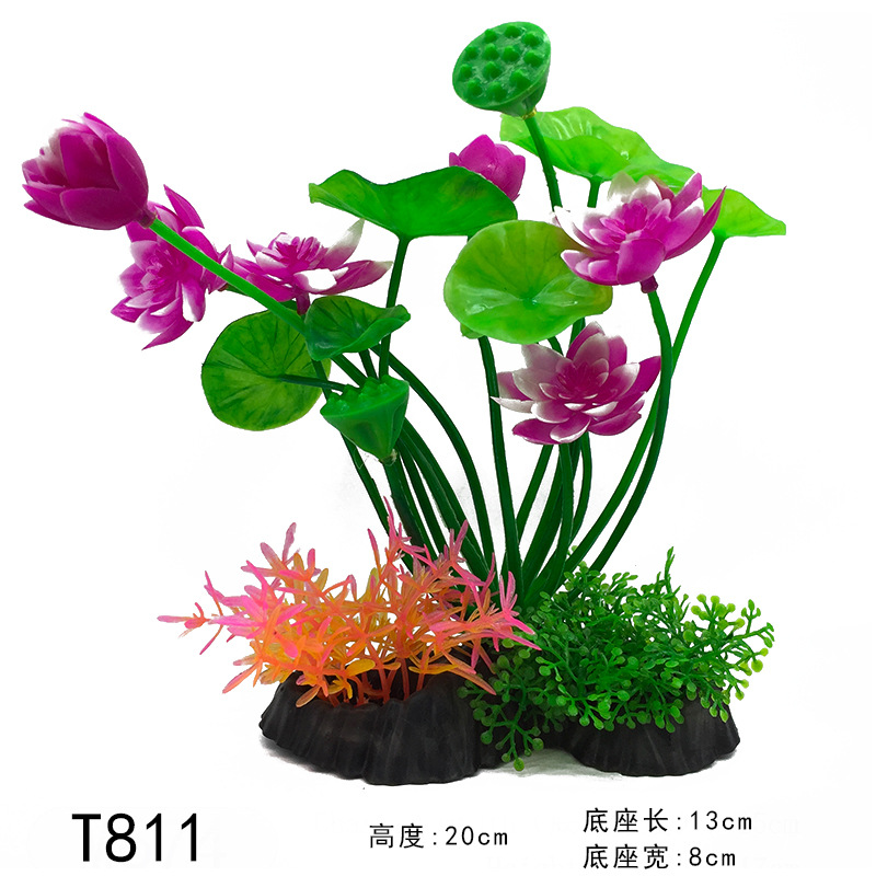 Mô hình cây sen nhựa cao 20 cm, cây dừa trang trí bể cá cảnh, bể thủy sinh
