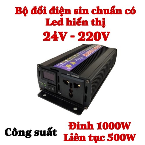 [HCM]Bộ đổi điện sin chuẩn 1000w 24v sang 220v Led hiển thị - ZX 24V-1000W Led