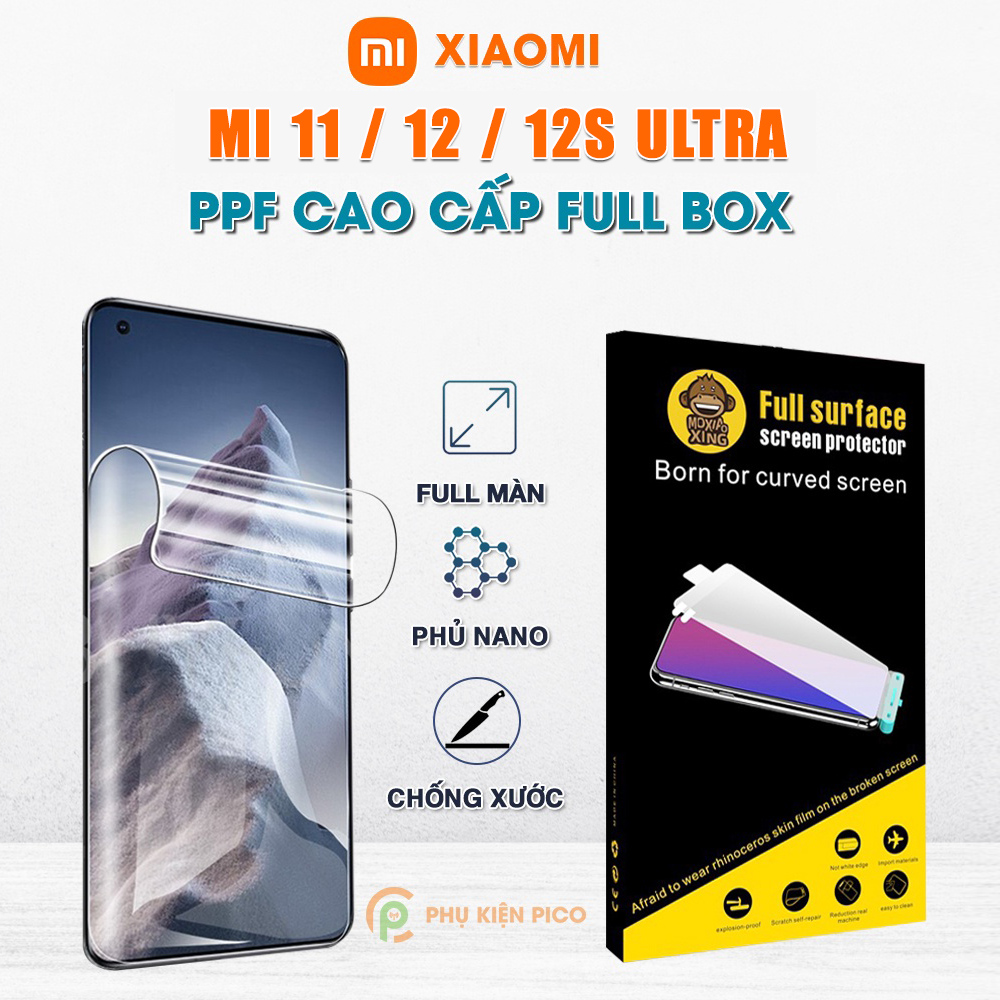 Dán màn hình Xiaomi Mi 11 Ultra / Xiaomi 12X / 12 Pro / Mi 12S Ultra / Xiaomi 13 Pro full màn hình trong suốt PPF chính hãng Moxiao Xing - Dán dẻo Xiaomi Mi 11 Ultra