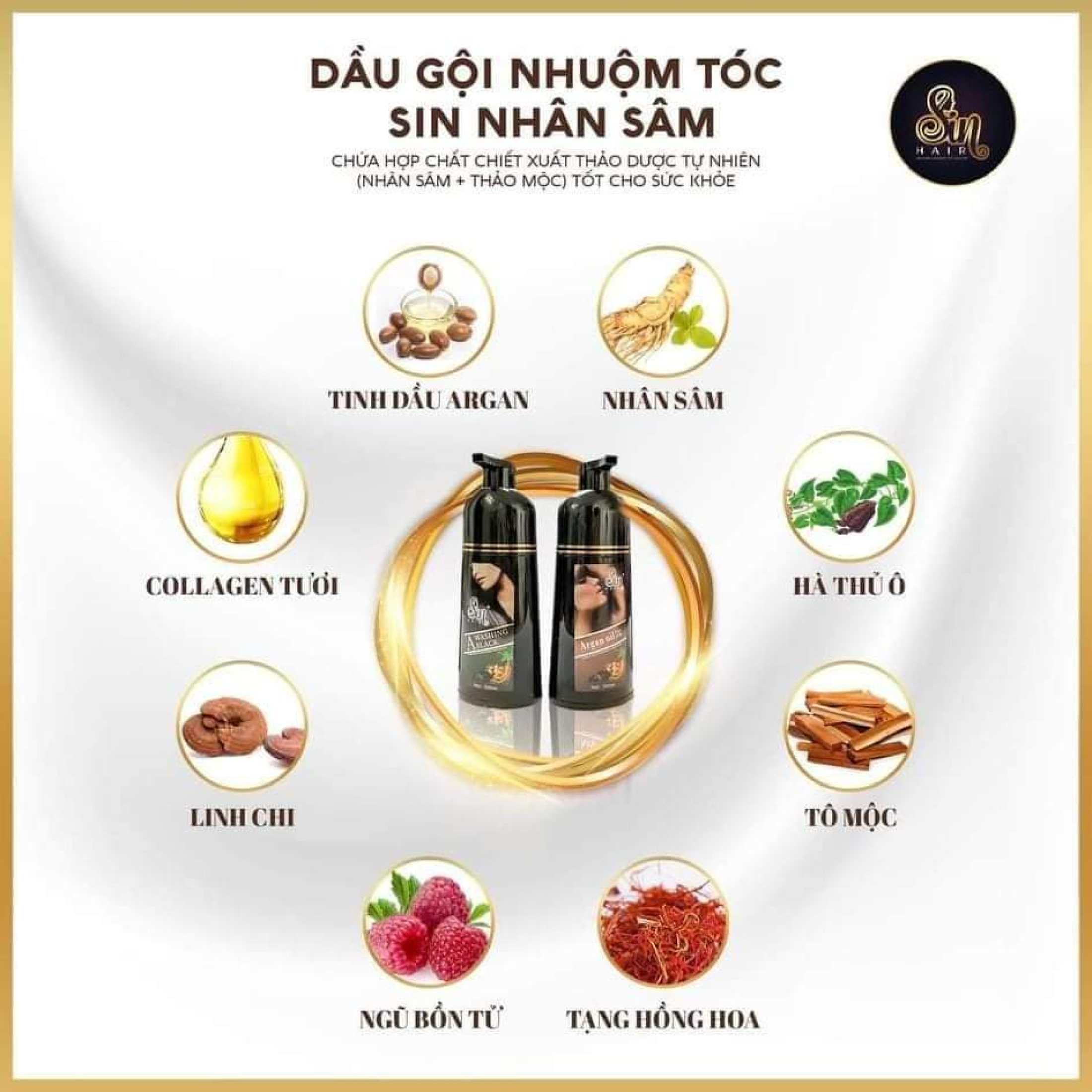 [HCM]Dầu gội phủ bạc nhân sâm SIN HAIR của Nhật