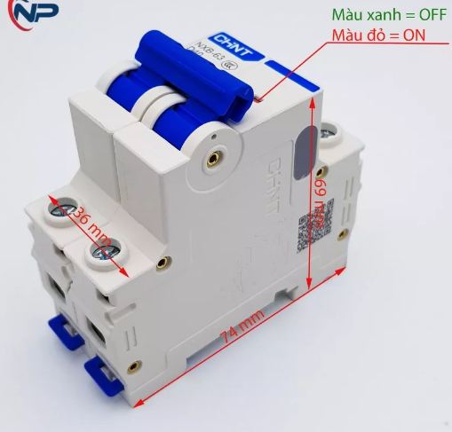 Attomat mcb chint nxb-63 2p át tép ac 220v, cầu dao an toàn chính hãng 32a, 40a và 63a