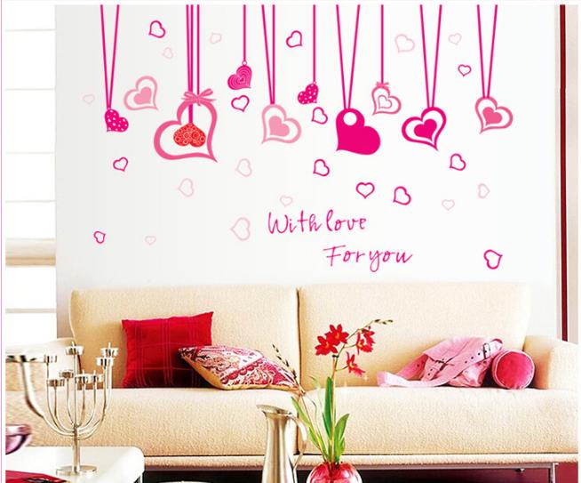 [HCM]Decal trang trí rèm dây Trái Tim Hồng