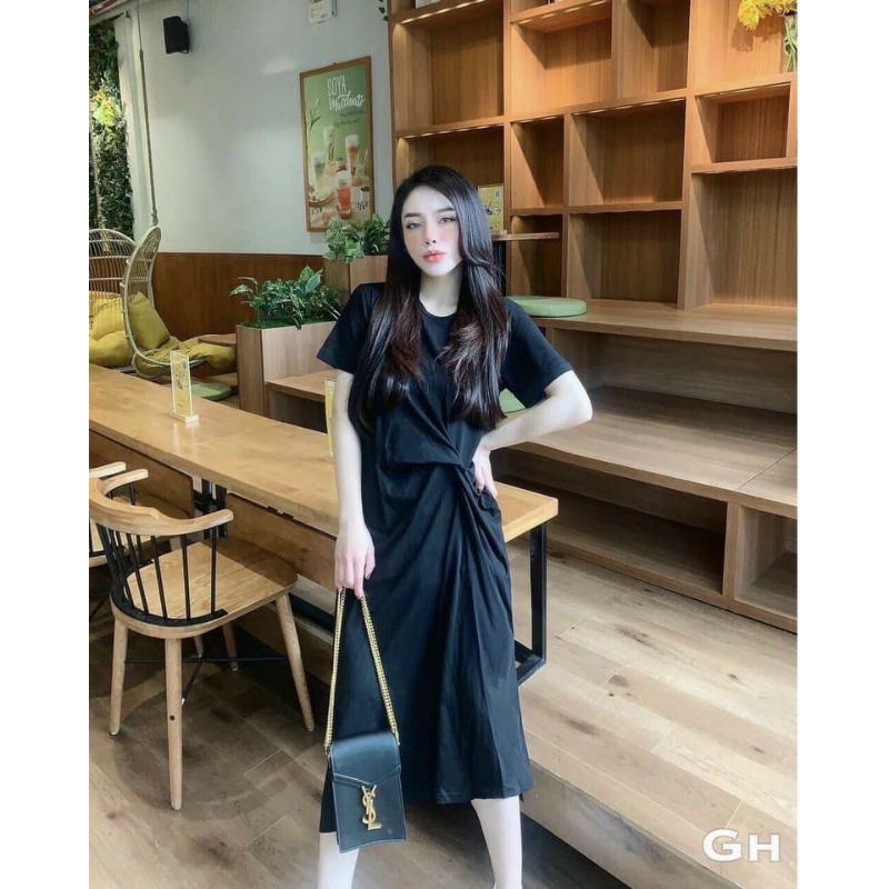 Đầm suông xoắn eo