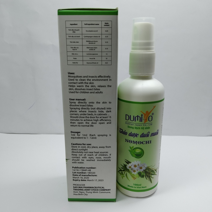 Thảo dược đuổi muỗi Nomochi - Chai 100ml