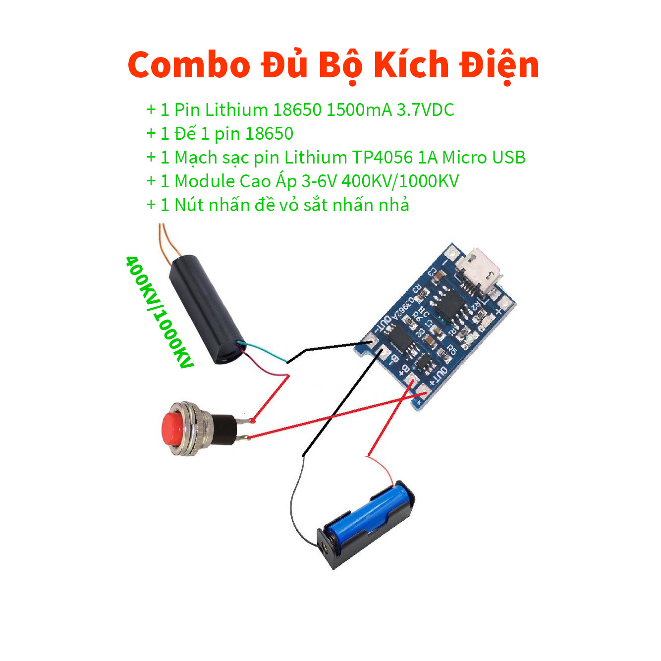 Kích điện cao áp, vào 3v7-6v ra 400kv 1000kv - module tăng áp