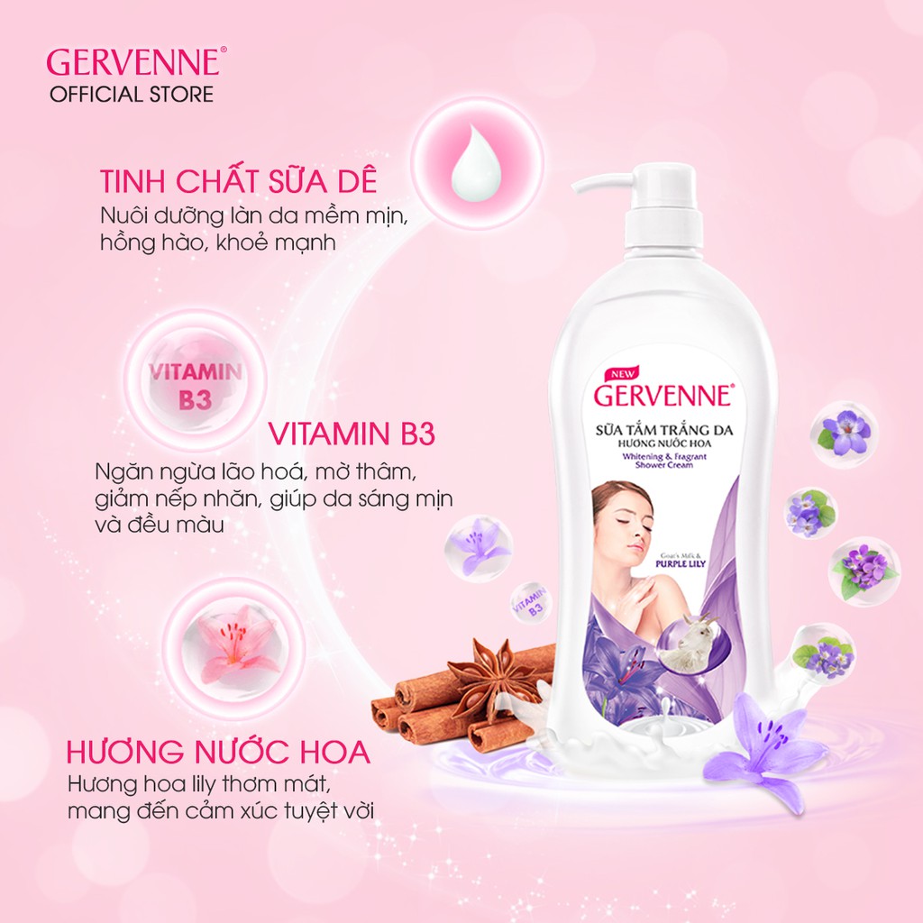 Gervenne Sữa tắm trắng da Purple Lily 450gr