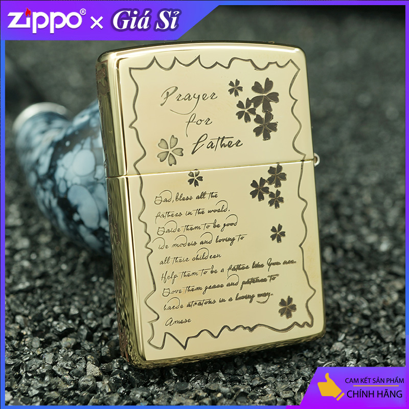 Bật lửa Zippo khắc Cha Con bản giới hạn màu đồng bóng