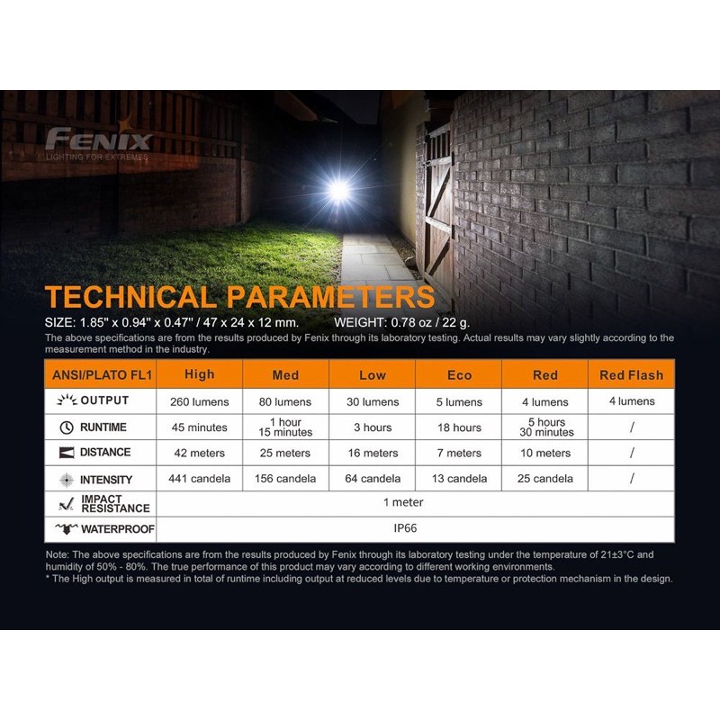 [ Chính Hãng]  Đèn pin Fenix - E03R - 260 Lumens-đèn móc khóa mini