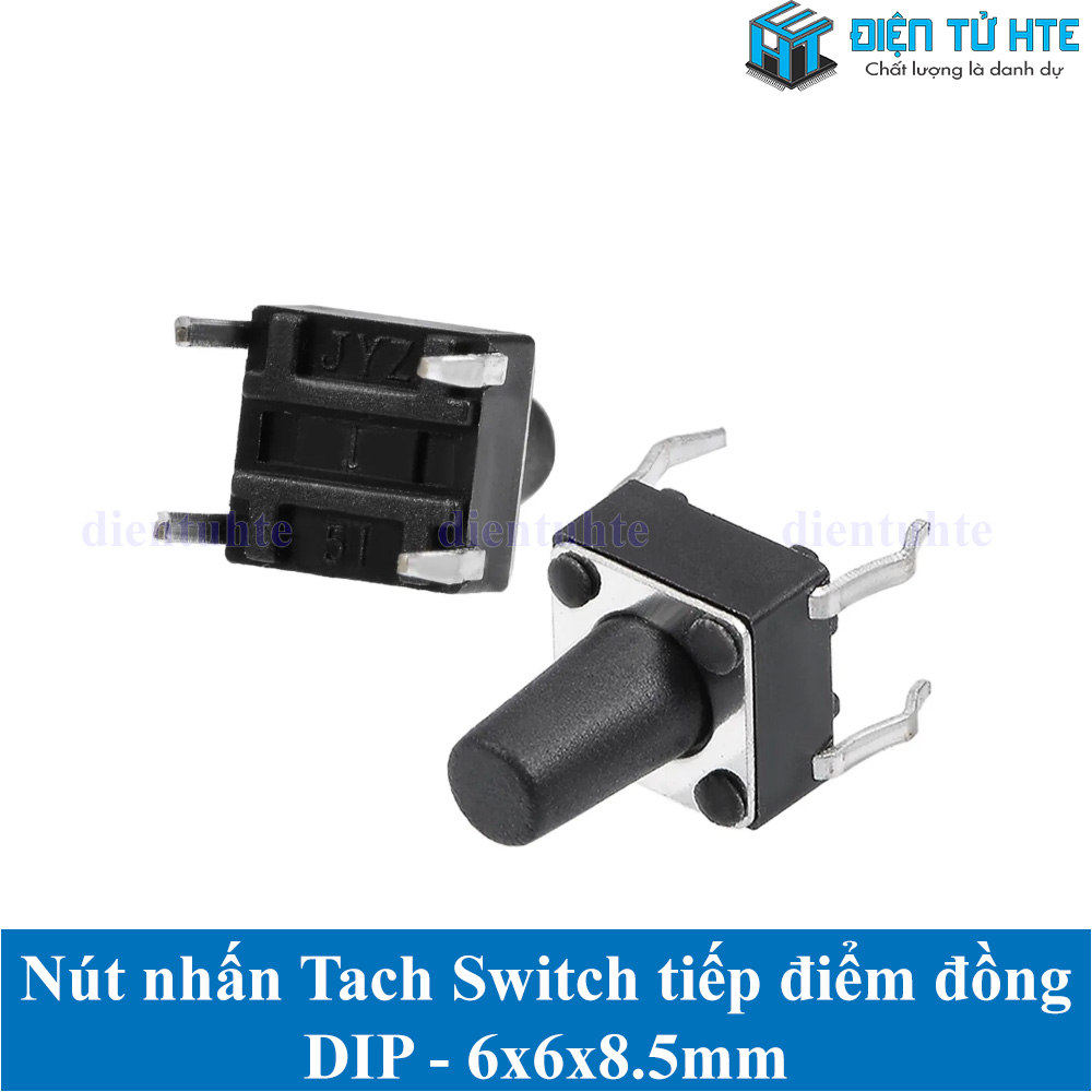 Nút nhấn 4 chân cắm DIP tiếp điểm đồng 6x6 (Gói 20 cái)