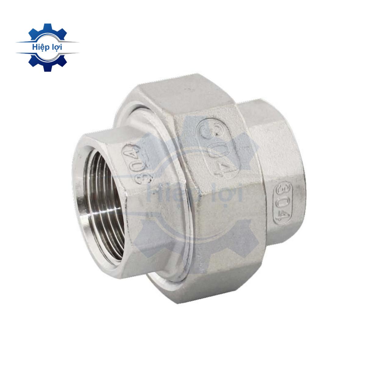 Rắc co ren trong inox 304 - rắc co hai đầu ren trong có gioăng cao su kín nước