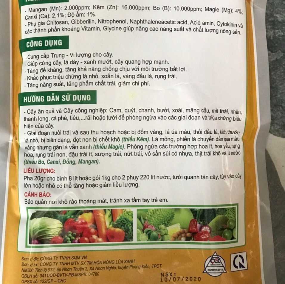 phân bón vi lượng Biến vàng thành xanh