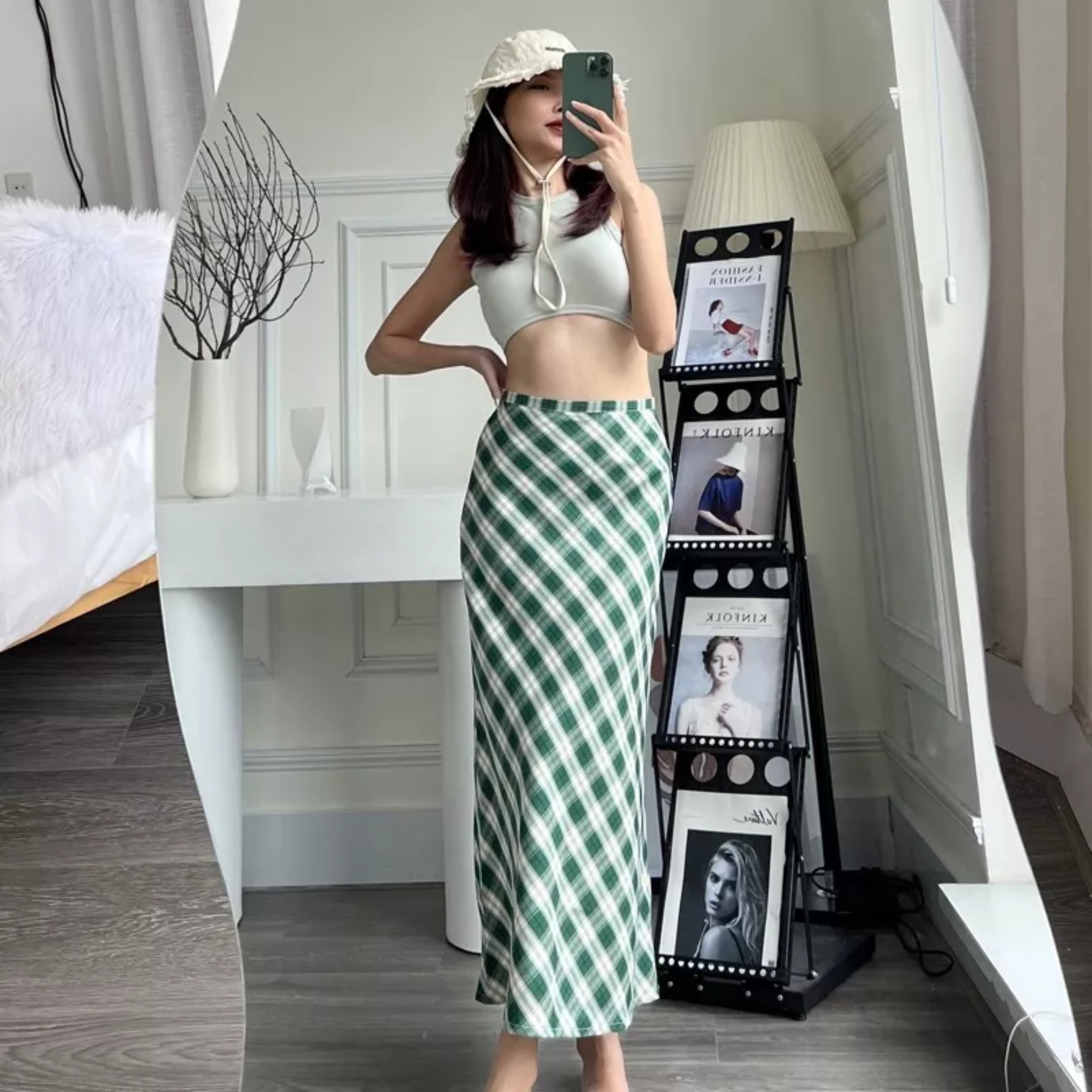 Chân váy kẻ caro dài | Shopee Việt Nam