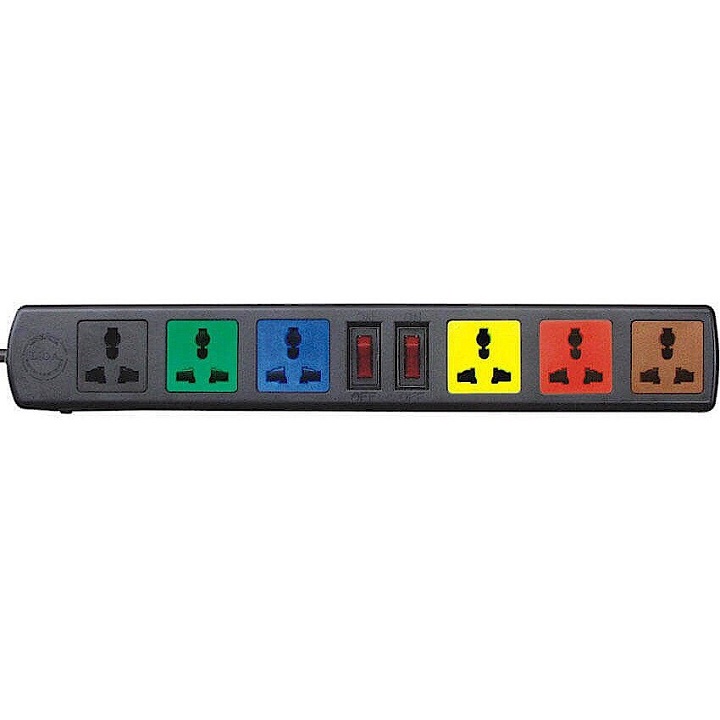 Ổ cắm điện 6 lổ 3 chấu lioa,ổ cắm dây lioa 6lổ 3 chấu 2 công tắc model 6d32n