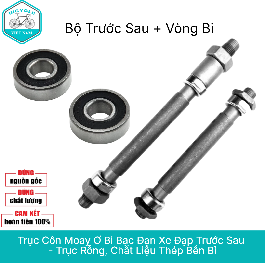 Bicycle Front and Rear Ball Bearing Tapered Shaft – Hollow Shaft, Durable Steel, Smooth Rotation