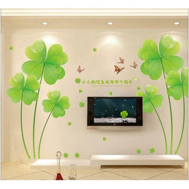 Decal dán tường: Combo cỏ may mắn