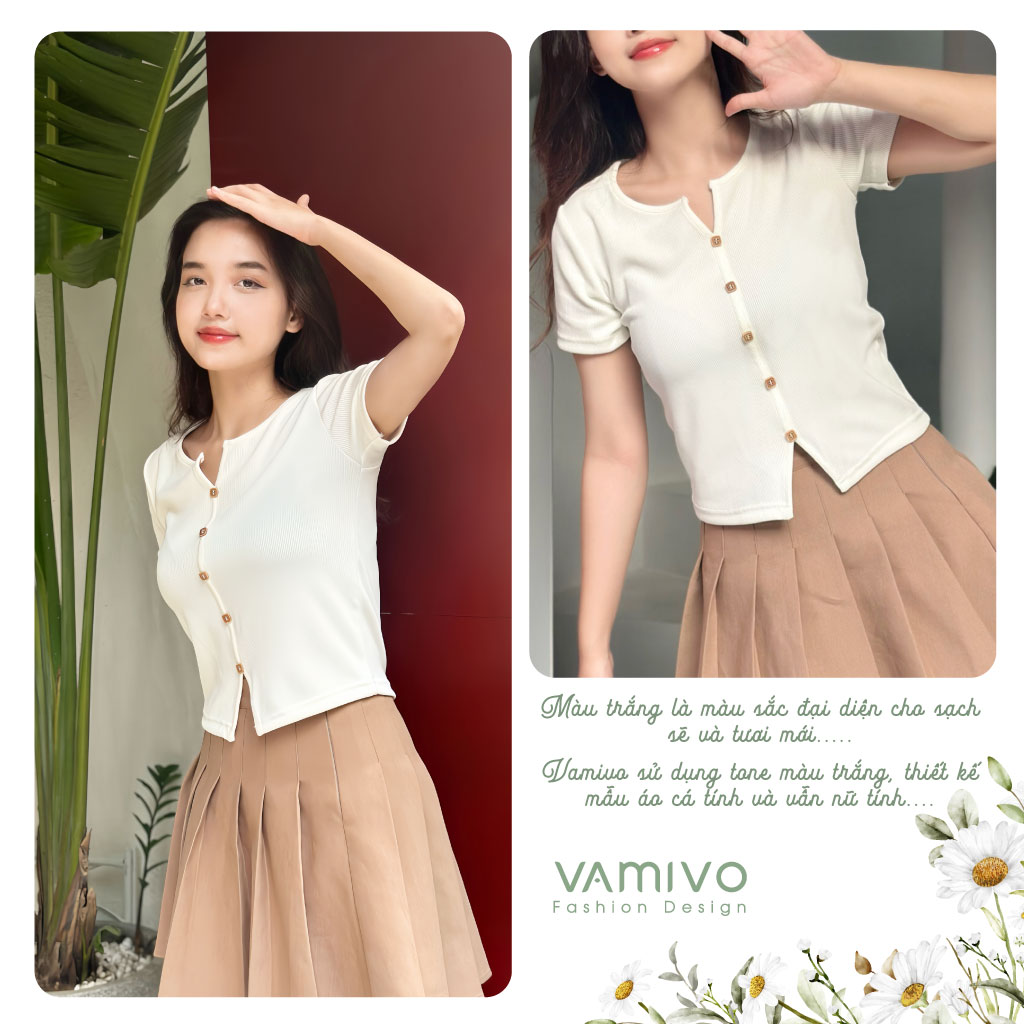 Áo thun kiểu nữ ATK01 áo thun trơn nữ chất tăm Hàn thương hiệu Vamivo may kỹ có hộp carton đựng làm quà tặng