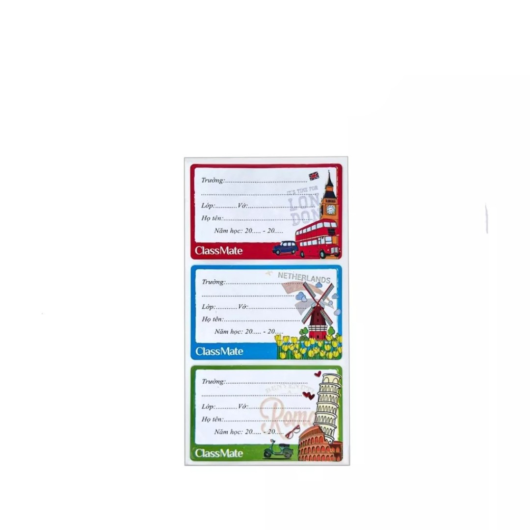 Nhãn vở học sinh Travel Classmate CL-NT204 (1 tập gồm 15 cái)